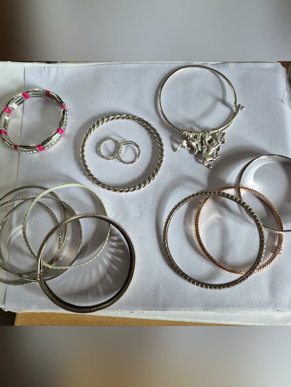 Silver Tone Stacked Bangles/Bracelets
